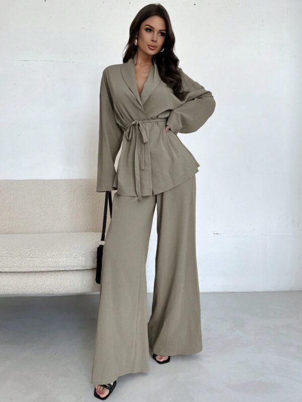 Set Elegante y Casual de Shacket y Pantalón con Cinturón - Image 57