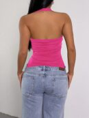 Top Estilo Halter con Espalda Descubierta y Detalles Metálicos