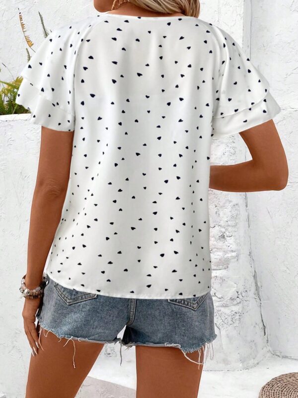 Camisa Casual de Verano con Mangas de Volantes en Color Sólido - Image 86