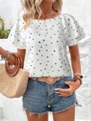 Camisa Casual de Verano con Mangas de Volantes en Color Sólido