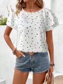Camisa Casual de Verano con Mangas de Volantes en Color Sólido