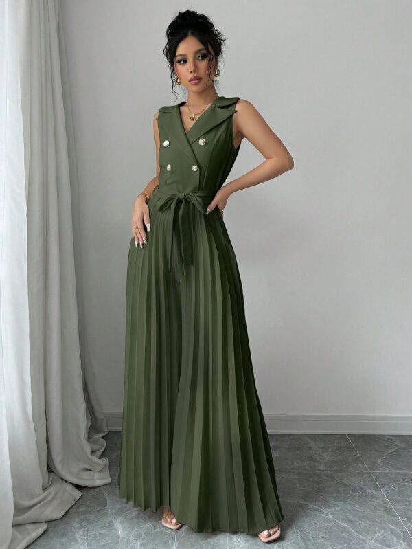 Mono Elegante de Doble Botonadura con Pliegues y Cinturón - Image 29