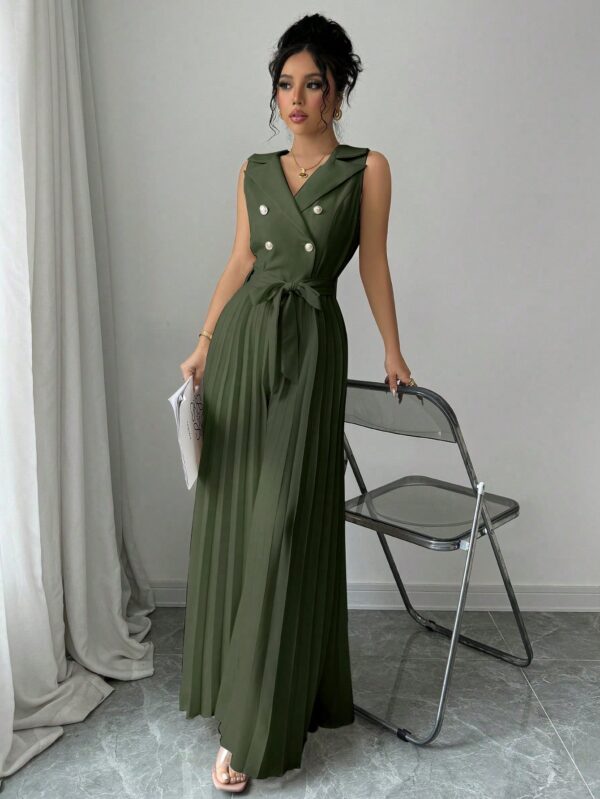 Mono Elegante de Doble Botonadura con Pliegues y Cinturón - Image 30