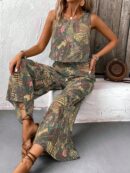 Set Veraniego Boho para Mujer: Top sin Mangas y Pantalón Ancho