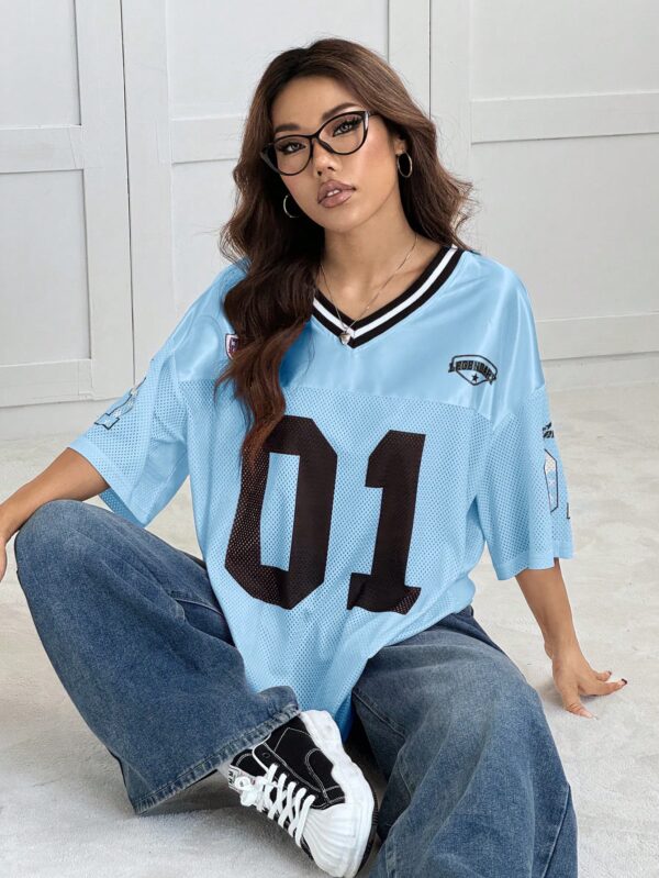 Camiseta Deportiva de Malla con Estampado de Números y Letras - Image 54