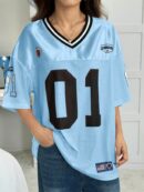 Camiseta Deportiva de Malla con Estampado de Números y Letras