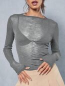 Remera Y2K Ajustada Transparente de Manga Larga