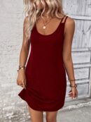 Vestido Casual Sin Mangas y Cuello Scoop en Color Sólido