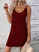 Vestido Casual Sin Mangas y Cuello Scoop en Color Sólido