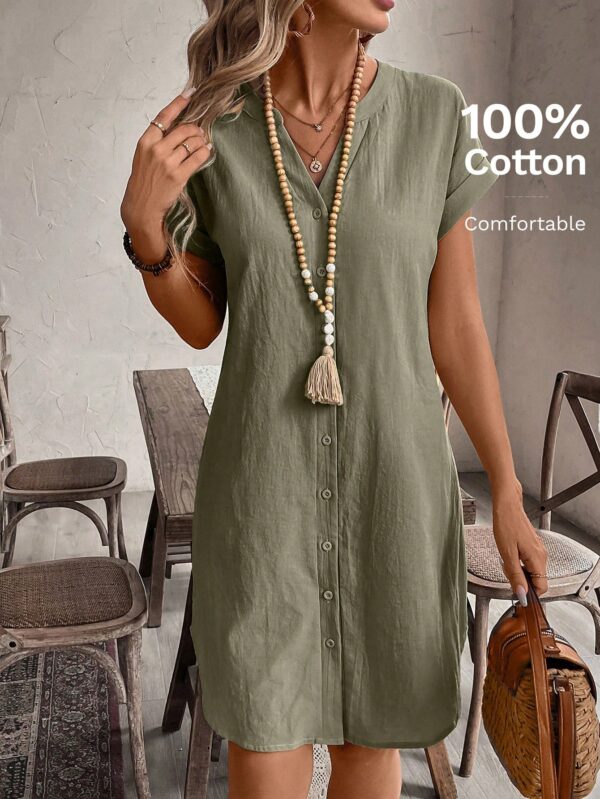 Vestido Mini Casual de Manga Corta con Botones Frontales - Image 10