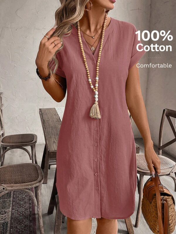 Vestido Mini Casual de Manga Corta con Botones Frontales - Image 29