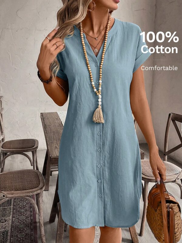 Vestido Mini Casual de Manga Corta con Botones Frontales - Image 50