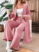 Conjunto Casual de Abrigo Largo y Pantalón Ancho de Lino
