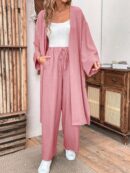 Conjunto Casual de Abrigo Largo y Pantalón Ancho de Lino