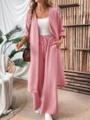 Conjunto Casual de Abrigo Largo y Pantalón Ancho de Lino