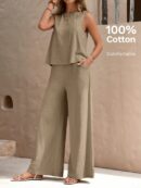 Conjunto Casual Top de Tirantes y Pantalón de Pierna Ancha