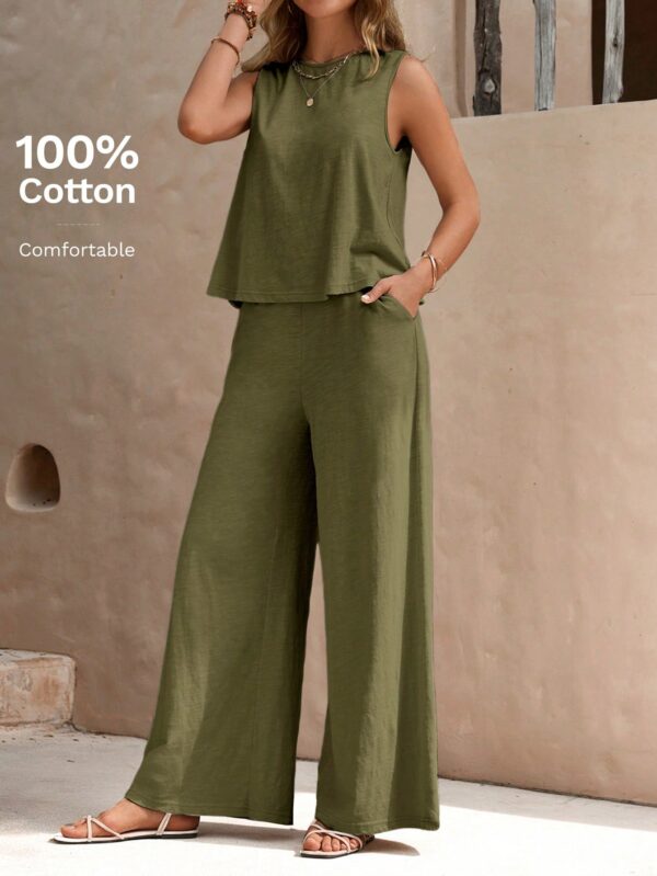 Conjunto Casual Top de Tirantes y Pantalón de Pierna Ancha - Image 9