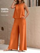 Conjunto Casual Top de Tirantes y Pantalón de Pierna Ancha
