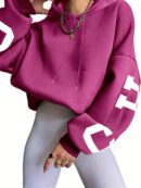 Buzo con Capucha Estampado de Letras, Manga Larga