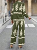 Conjunto Casual de Pantalón y Blusa Manga Larga Estampada