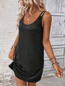 Vestido Casual Sin Mangas y Cuello Scoop en Color Sólido