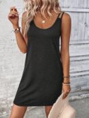 Vestido Casual Sin Mangas y Cuello Scoop en Color Sólido