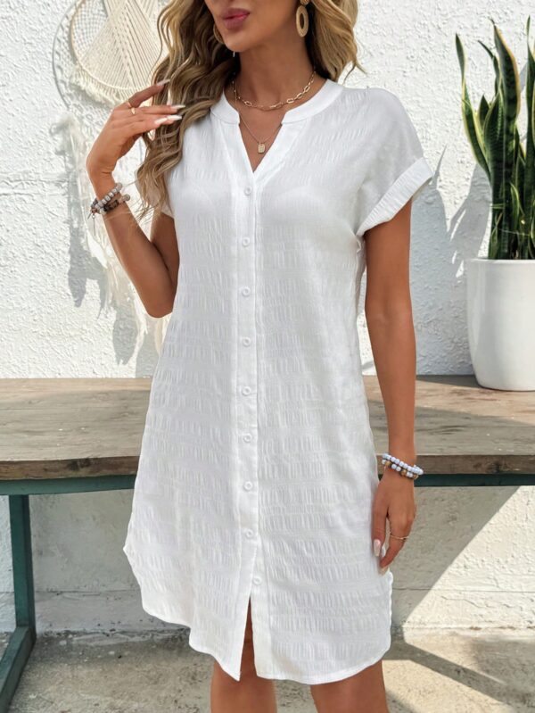 Vestido Mini Casual de Manga Corta con Botones Frontales - Image 17