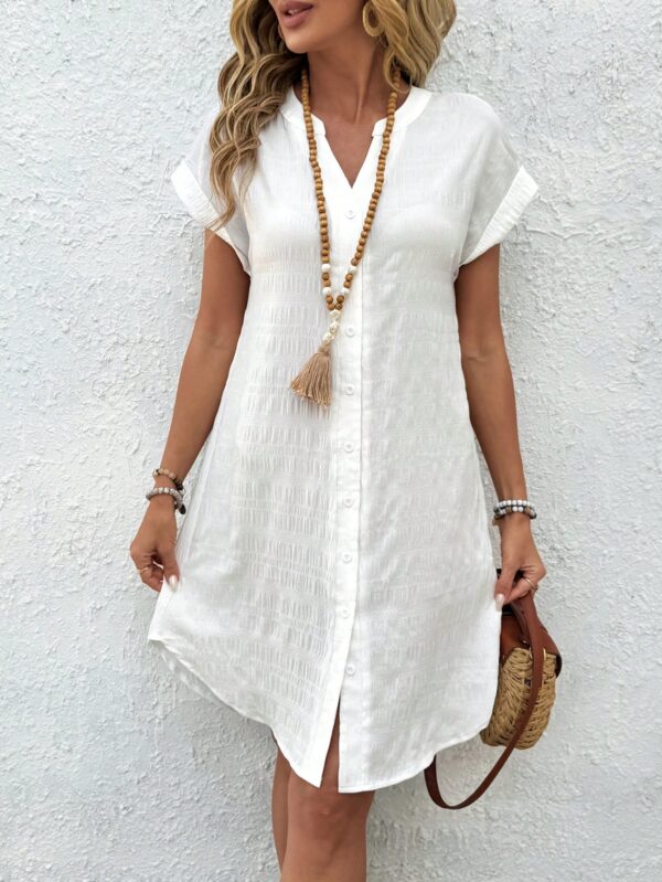 Vestido Mini Casual de Manga Corta con Botones Frontales - Image 18