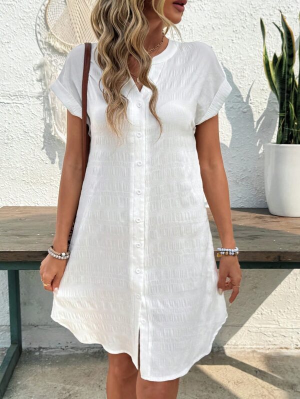 Vestido Mini Casual de Manga Corta con Botones Frontales - Image 20