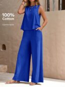 Conjunto Casual Top de Tirantes y Pantalón de Pierna Ancha
