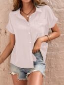 Camisa Negra de Manga Murciélago con Bolsillo y Botones