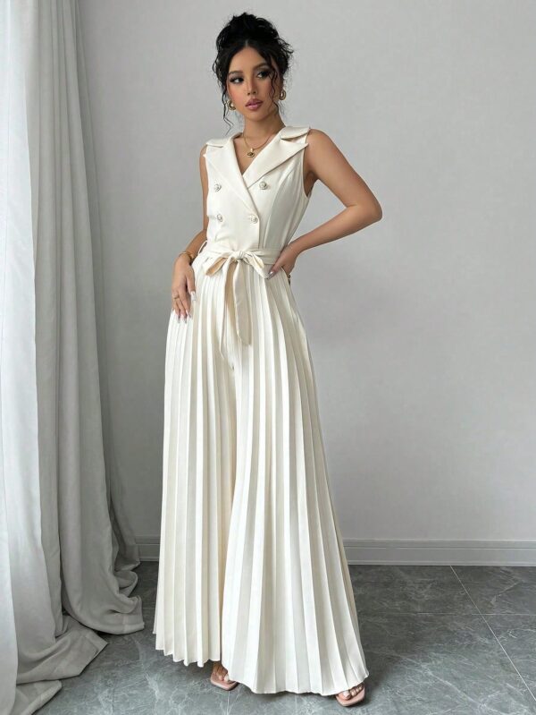 Mono Elegante de Doble Botonadura con Pliegues y Cinturón - Image 10