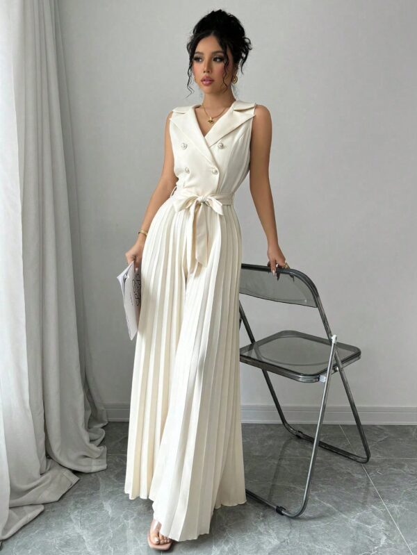Mono Elegante de Doble Botonadura con Pliegues y Cinturón - Image 11