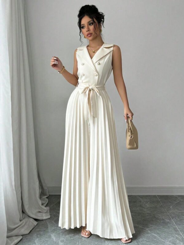 Mono Elegante de Doble Botonadura con Pliegues y Cinturón - Image 12