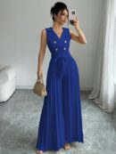 Mono Elegante de Doble Botonadura con Pliegues y Cinturón