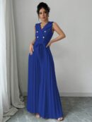 Mono Elegante de Doble Botonadura con Pliegues y Cinturón
