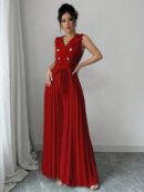 Mono Elegante de Doble Botonadura con Pliegues y Cinturón
