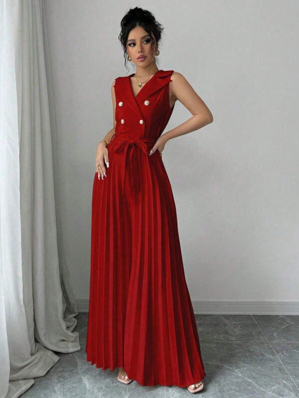 Mono Elegante de Doble Botonadura con Pliegues y Cinturón - Image 21
