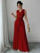 Mono Elegante de Doble Botonadura con Pliegues y Cinturón