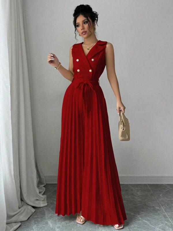 Mono Elegante de Doble Botonadura con Pliegues y Cinturón - Image 22