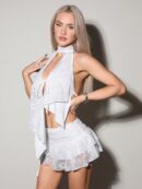 Set Sexy Crop Top Halter y Mini Falda con Abertura Alta