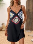 Vestido Mini Casual con Estampado Floral y Tirantes Espaguetis