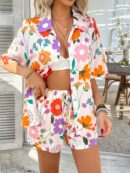 Conjunto Veraniego Bohemio de Blusa y Shorts con Estampado Floral