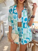Conjunto Veraniego Bohemio de Blusa y Shorts con Estampado Floral