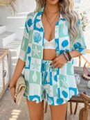 Conjunto Veraniego Bohemio de Blusa y Shorts con Estampado Floral