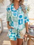 Conjunto Veraniego Bohemio de Blusa y Shorts con Estampado Floral