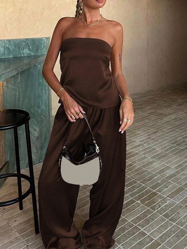 Conjunto Casual de Top Bandeau y Falda en Color Sólido - Image 5