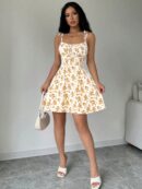 Vestido Corto Boho con Tirantes y Estampado Floral