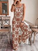 Conjunto Vacacional Boho para Mujer: Top Camisola Crop + Pantalones Largos Estampados