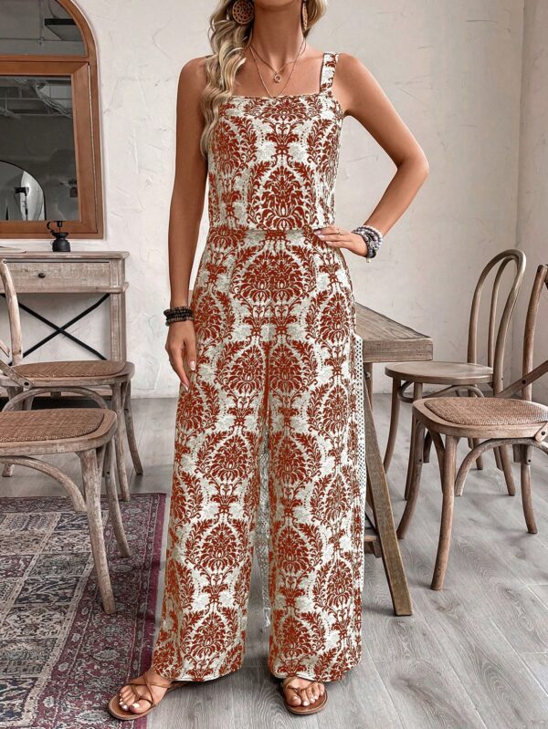 Conjunto Vacacional Boho para Mujer: Top Camisola Crop + Pantalones Largos Estampados - Image 17